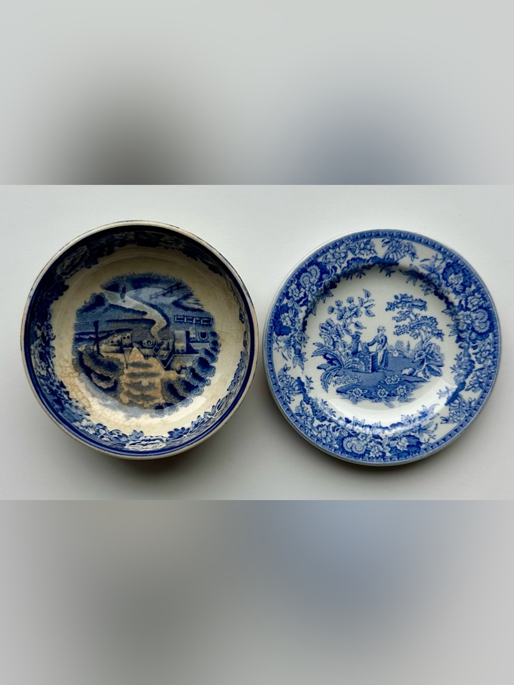 English Transferware Blue 3” Vintage Ceramic